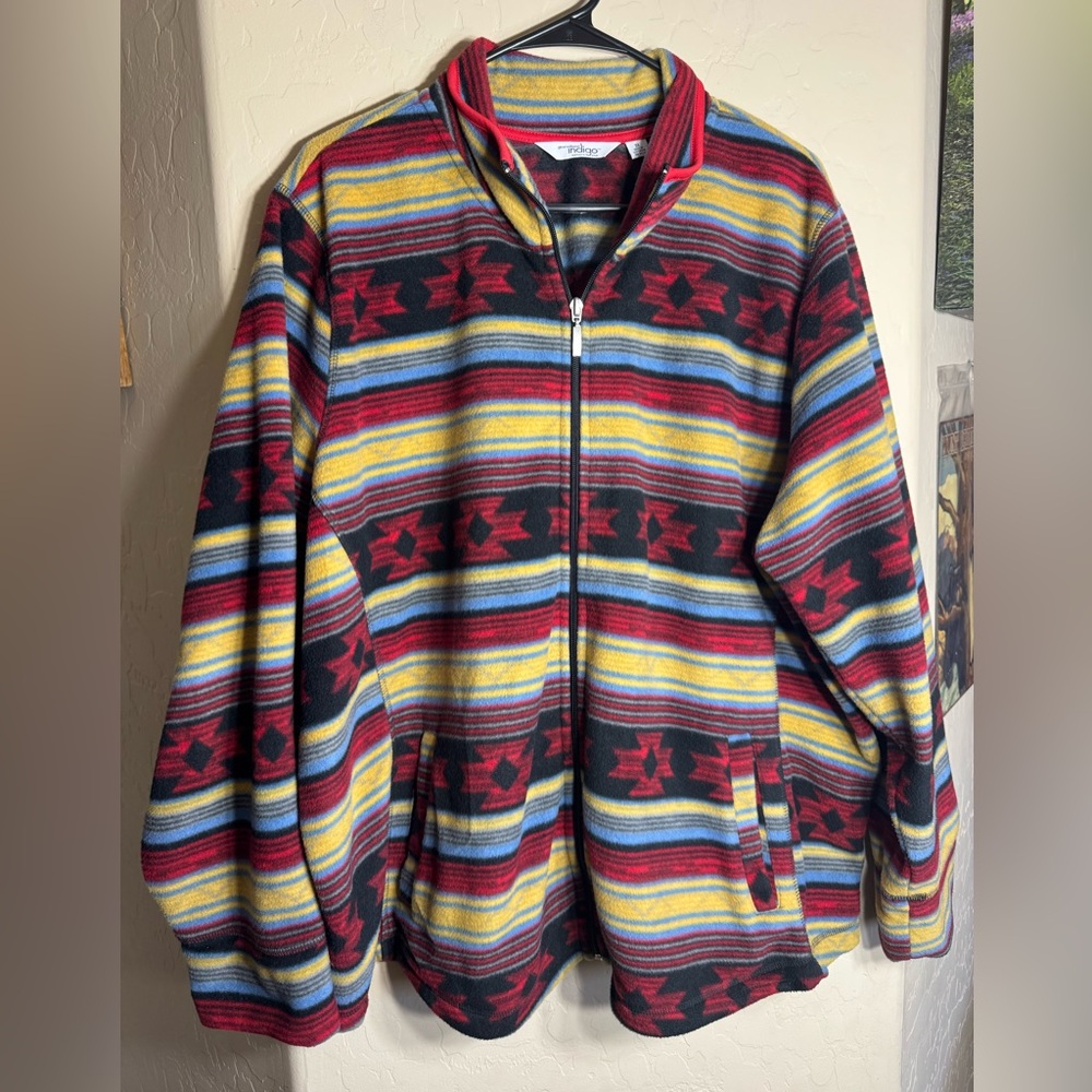 Great Northwest Indigo Women’s Plus 3X Southwestern Fleece Zip Jacket